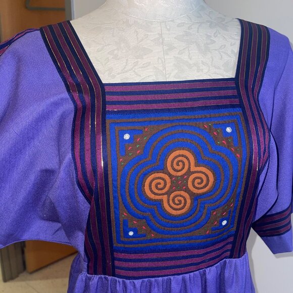 Meo Fashions By Kit Vintage Womens Dress Size Large Purple Kimono Sleeve Maxi - Picture 10 of 16